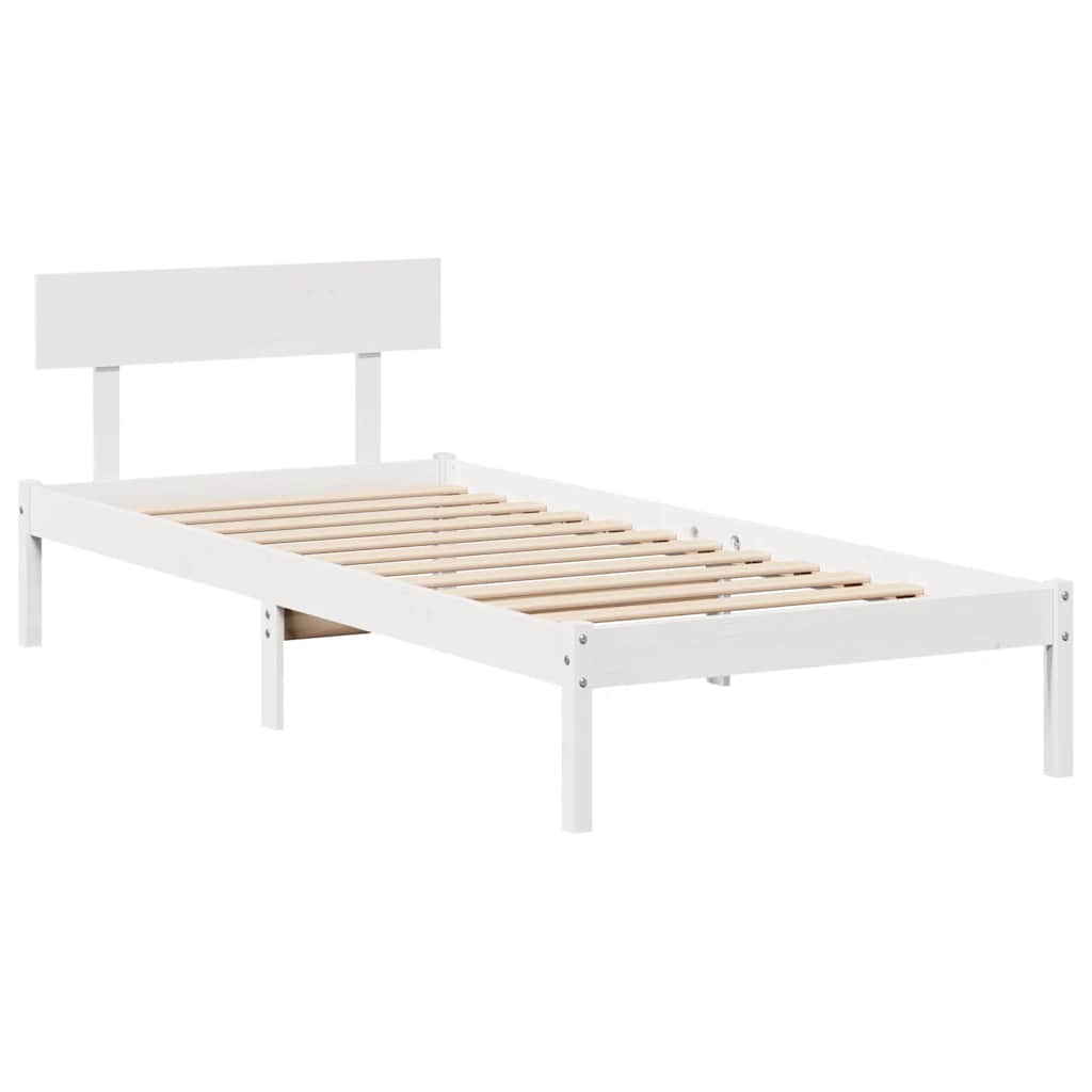 Cadre de lit sans matelas blanc 75x190 cm bois de pin massif - XIOS
