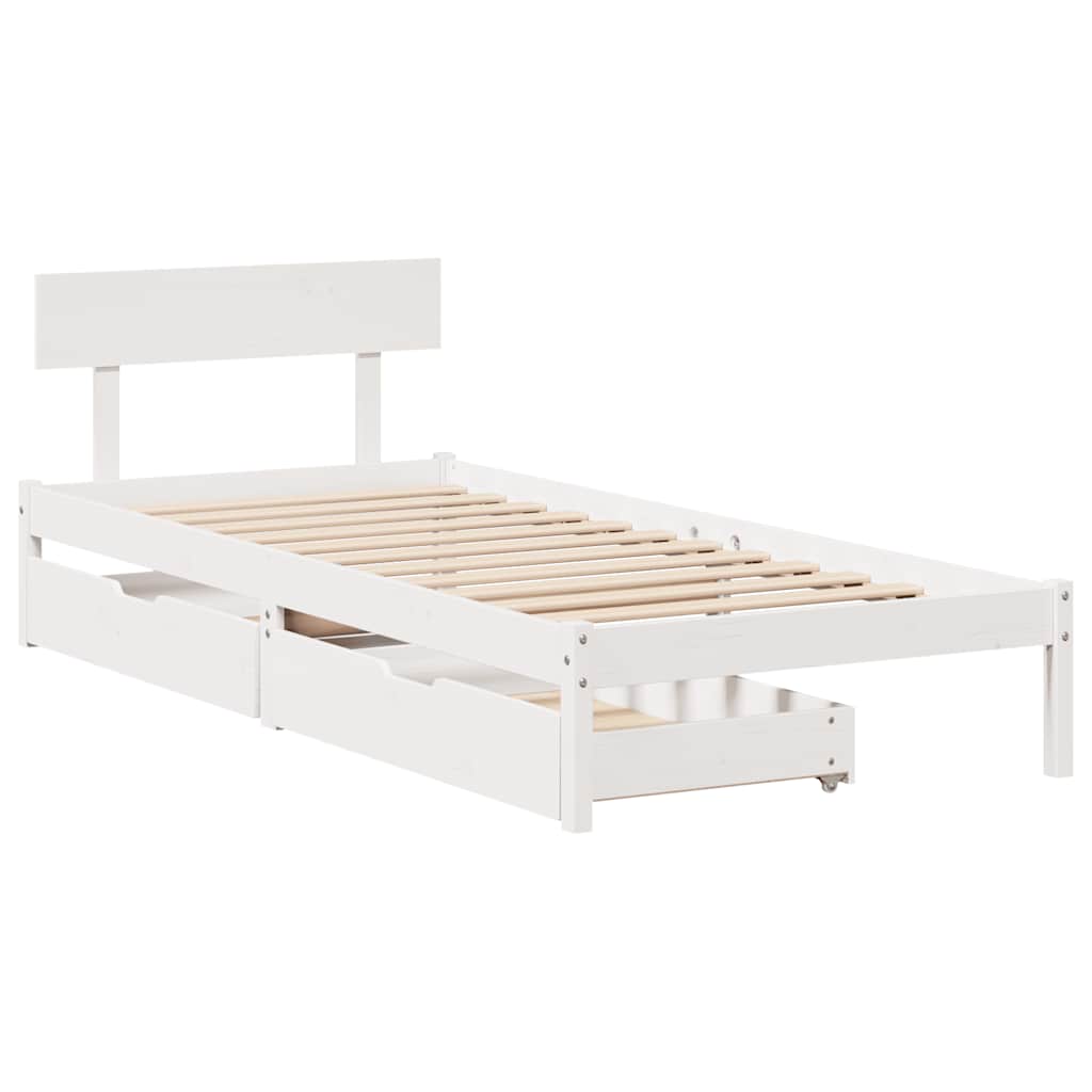 Cadre de lit sans matelas blanc 90x190 cm bois de pin massif - XIOS