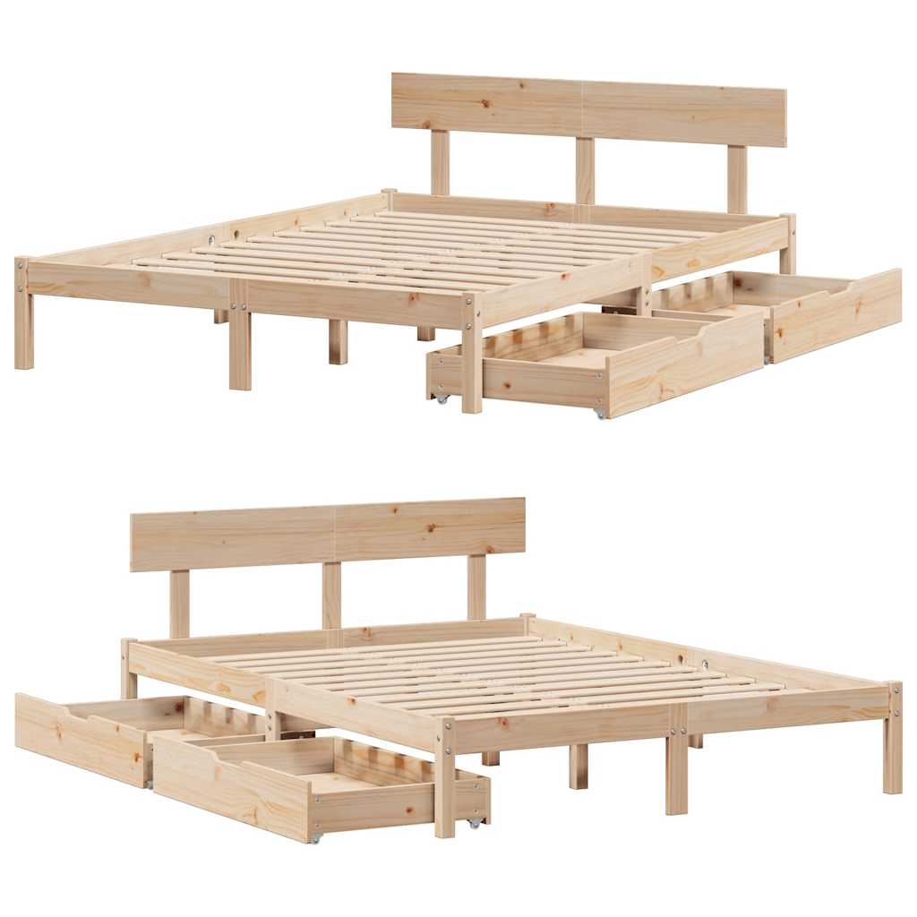 Cadre de lit sans matelas 120x190 cm bois de pin massif - XIOS