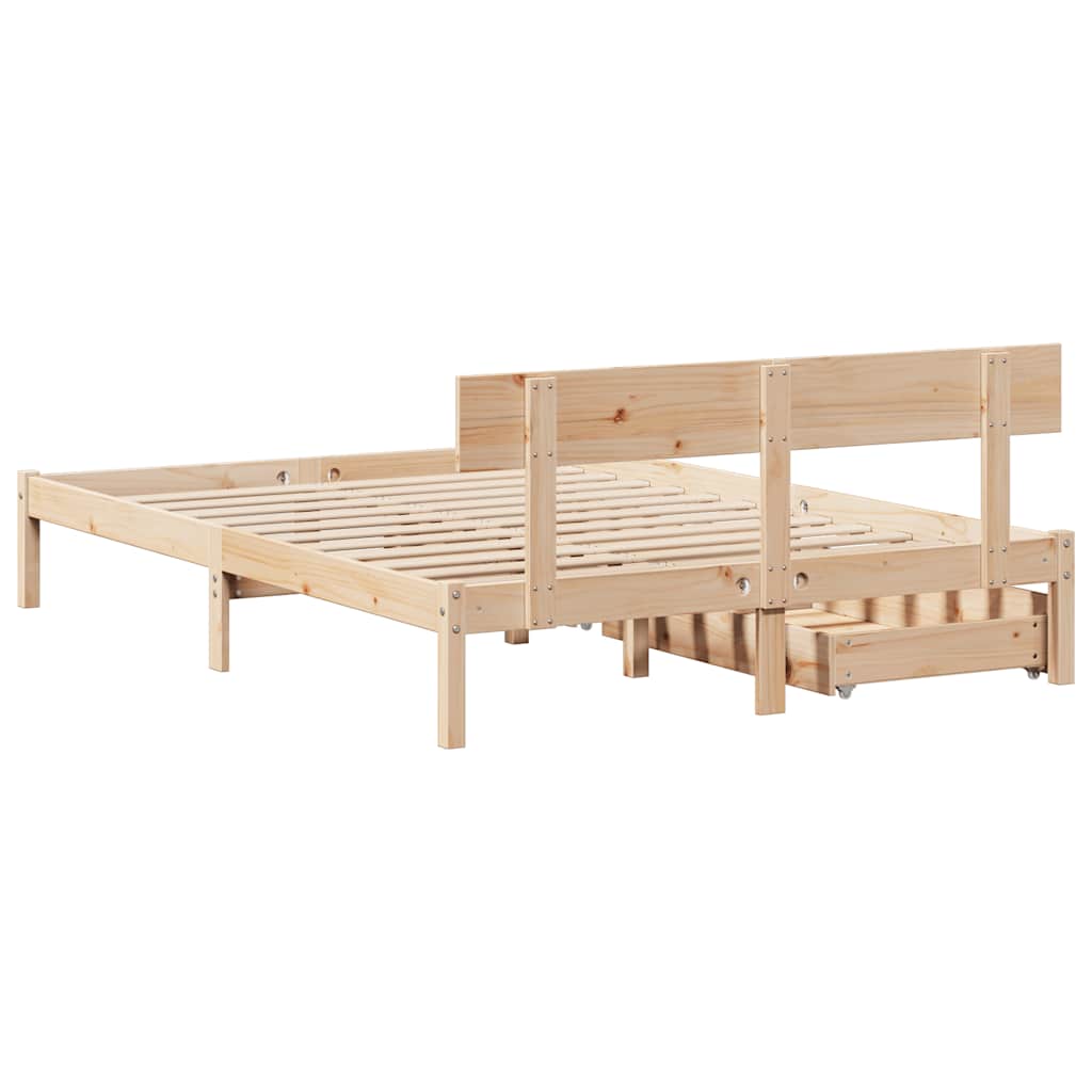 Cadre de lit sans matelas 140x190 cm bois de pin massif - XIOS