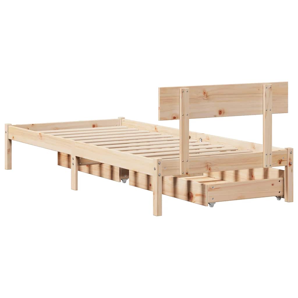 Cadre de lit sans matelas 90x200 cm bois de pin massif - XIOS