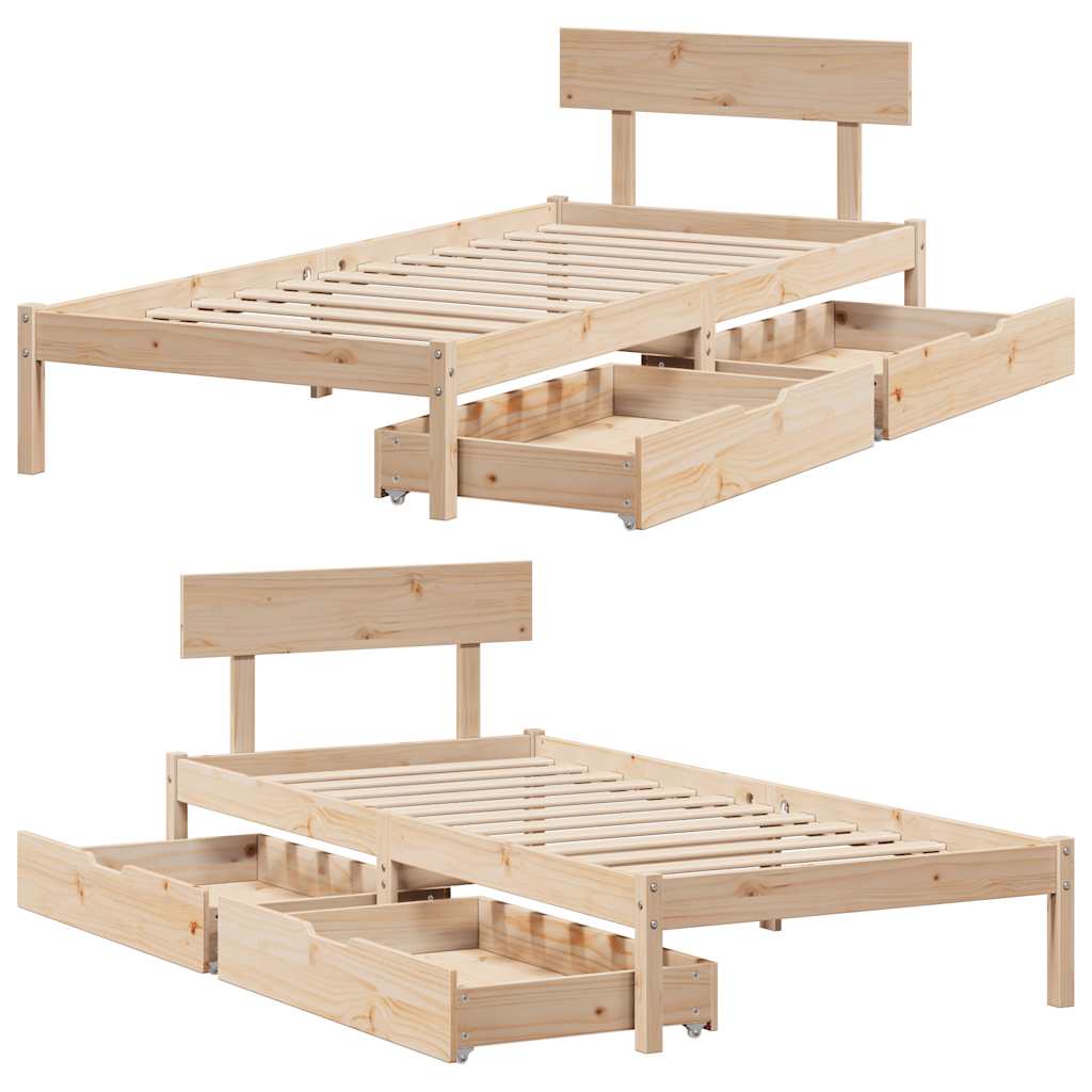 Cadre de lit sans matelas 90x200 cm bois de pin massif - XIOS