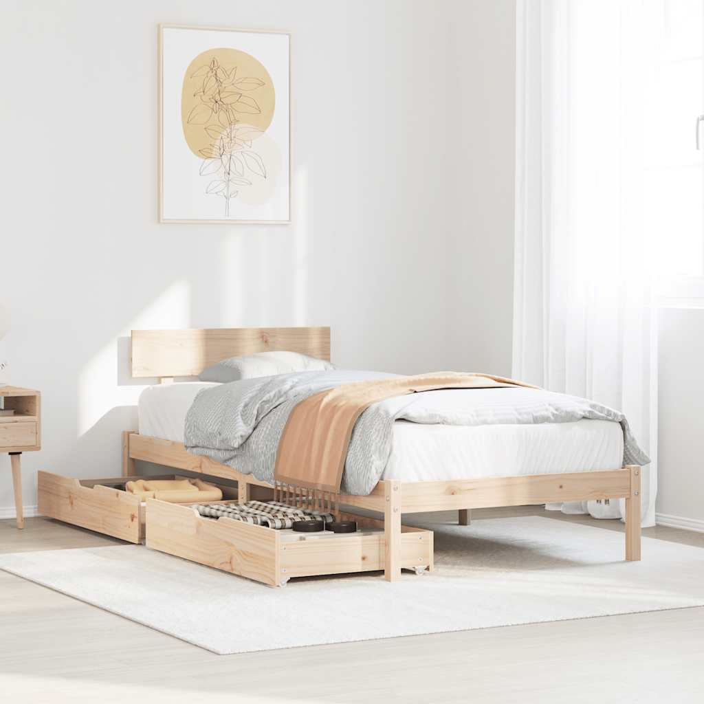 Cadre de lit sans matelas 90x200 cm bois de pin massif - XIOS