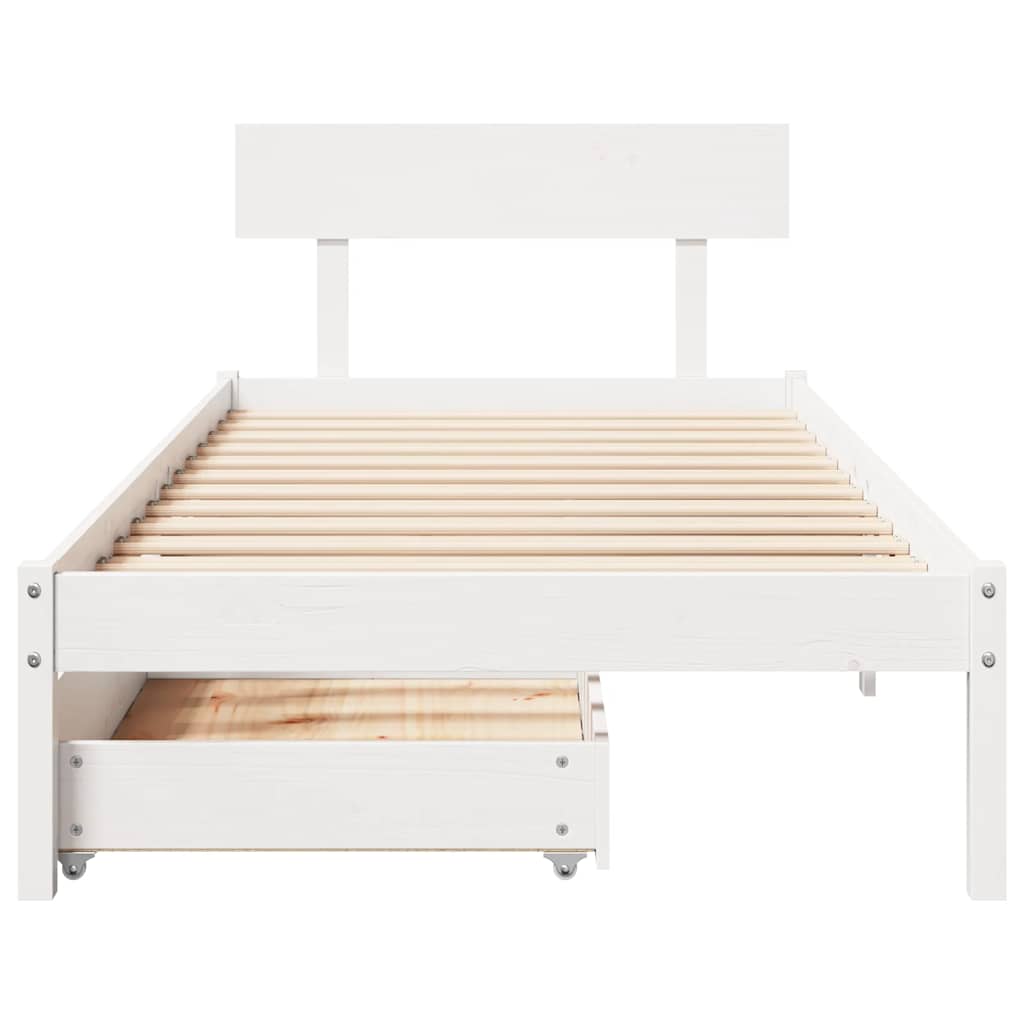Cadre de lit sans matelas blanc 90x200 cm bois de pin massif - XIOS