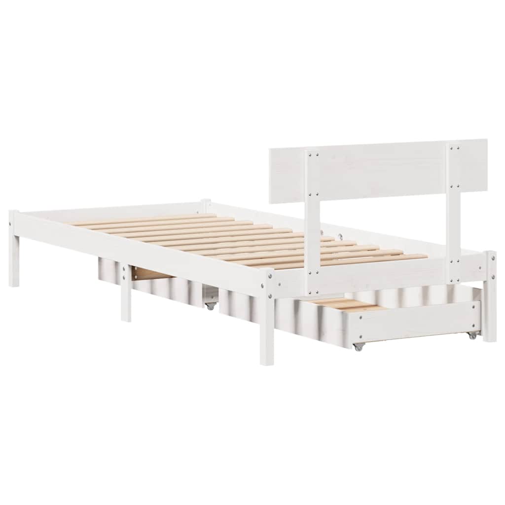 Cadre de lit sans matelas blanc 90x200 cm bois de pin massif - XIOS