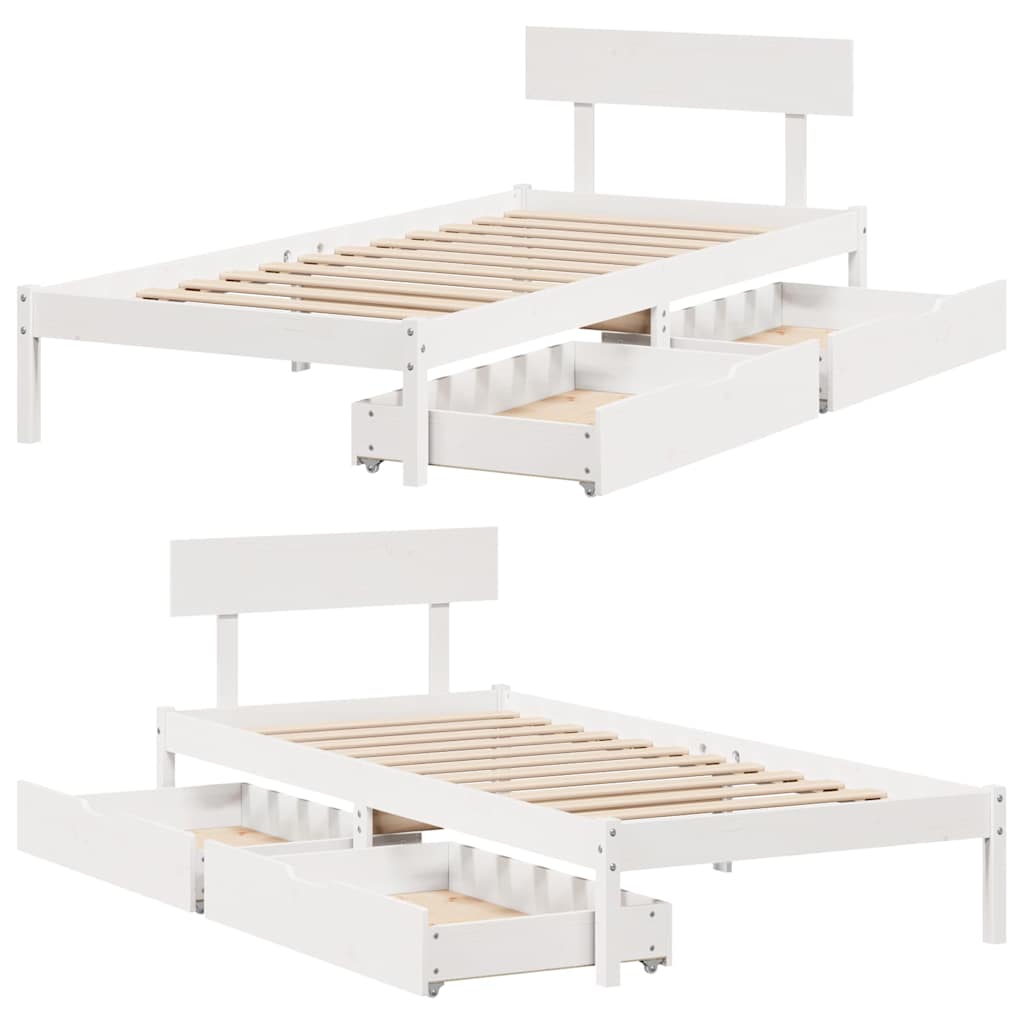 Cadre de lit sans matelas blanc 90x200 cm bois de pin massif - XIOS