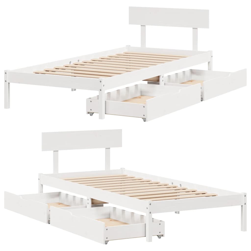 Cadre de lit sans matelas blanc 100x200 cm bois de pin massif - XIOS