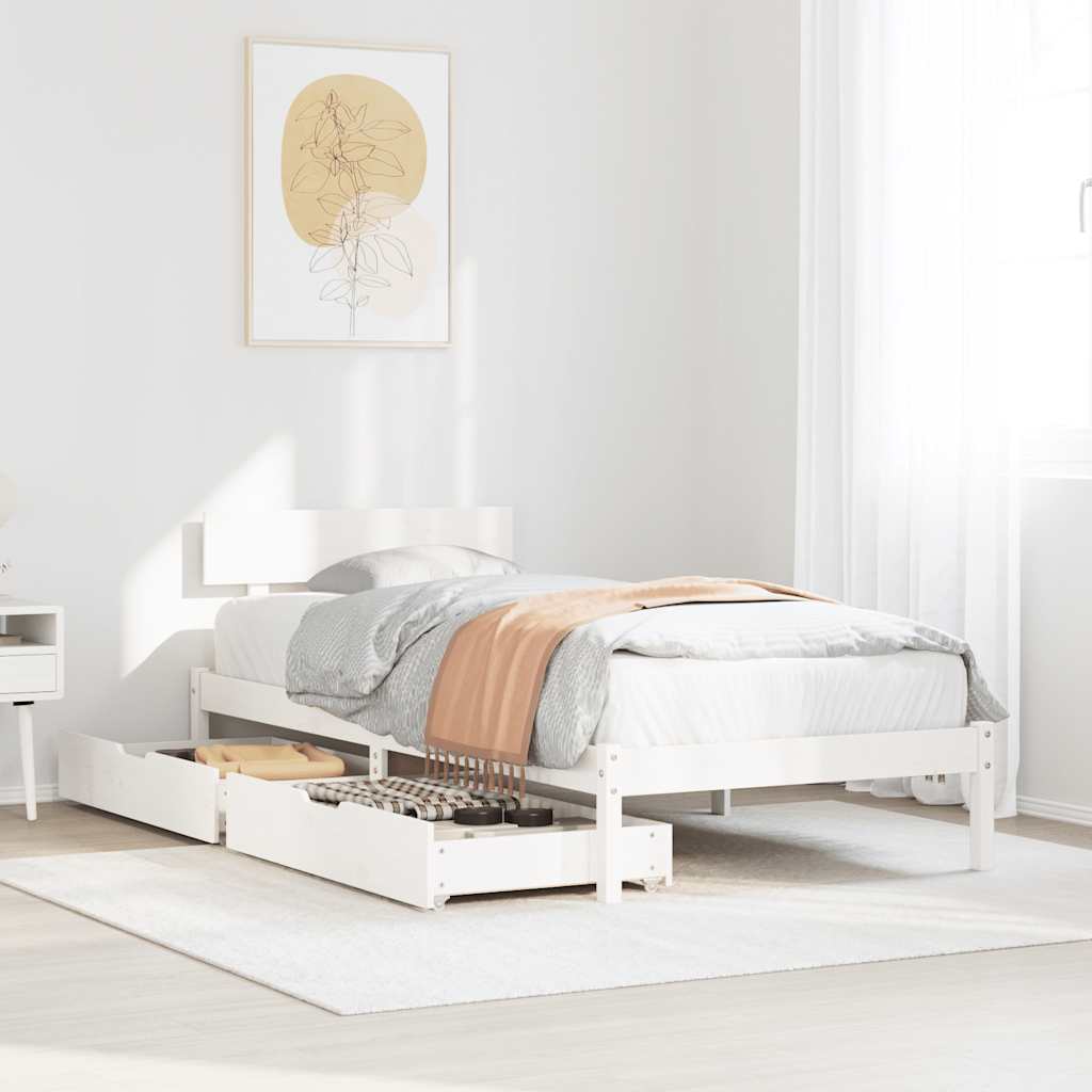 Cadre de lit sans matelas blanc 100x200 cm bois de pin massif - XIOS
