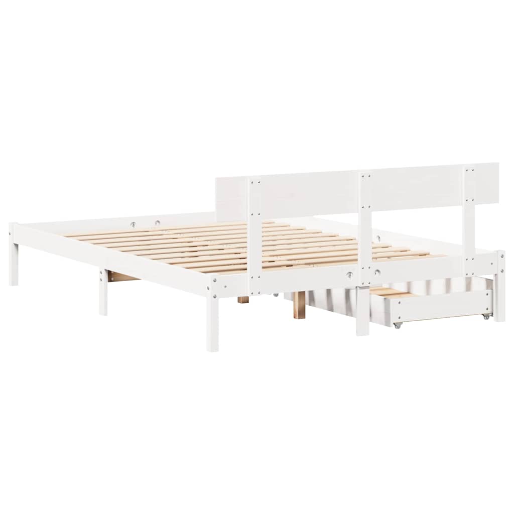 Cadre de lit sans matelas blanc 120x200 cm bois de pin massif - XIOS