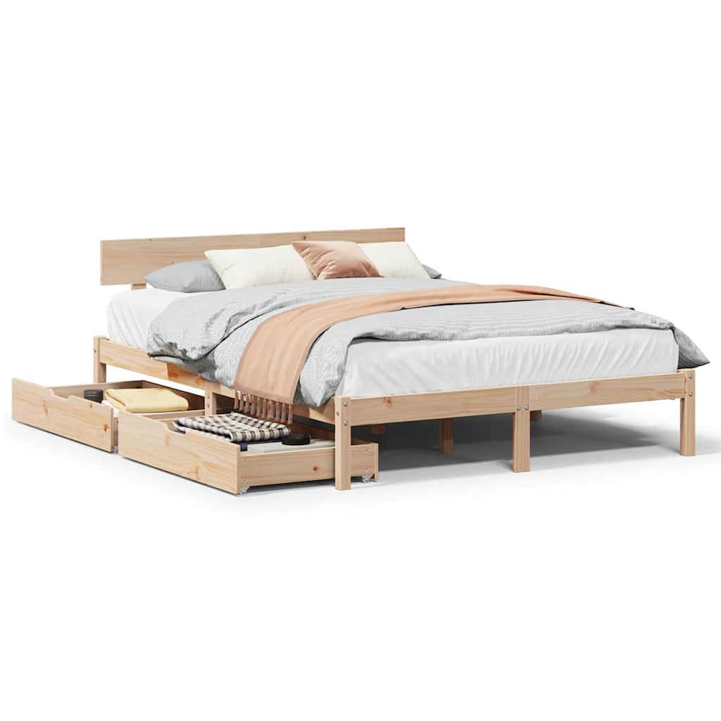 Cadre de lit sans matelas 160x200 cm bois massif de pin - XIOS