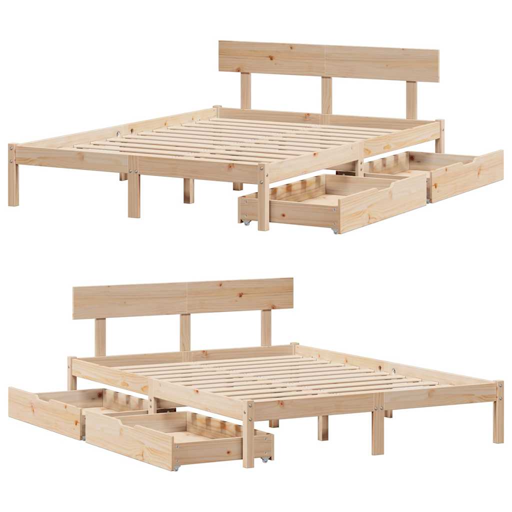 Cadre de lit sans matelas 160x200 cm bois massif de pin - XIOS