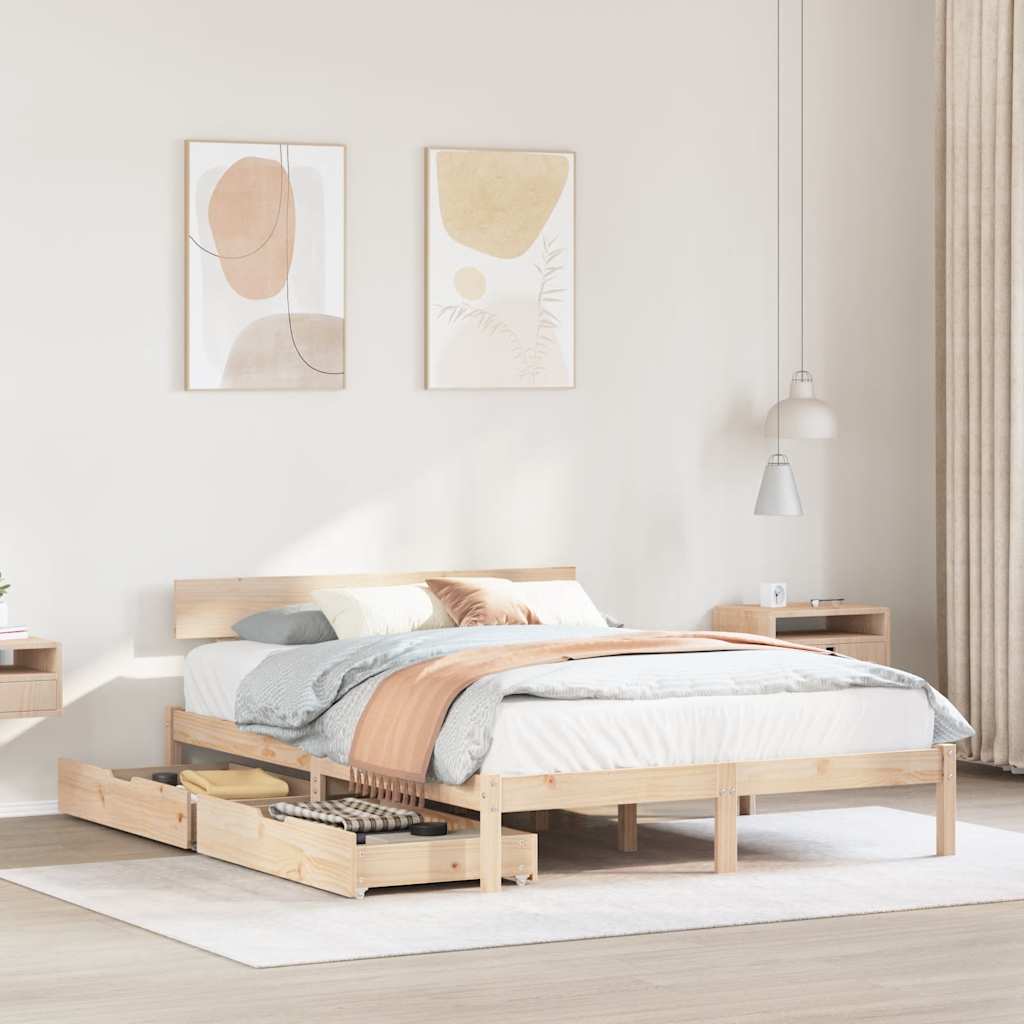 Cadre de lit sans matelas 160x200 cm bois massif de pin - XIOS