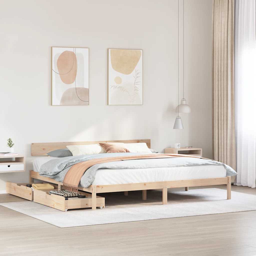 Cadre de lit sans matelas 180x200 cm bois massif de pin - XIOS