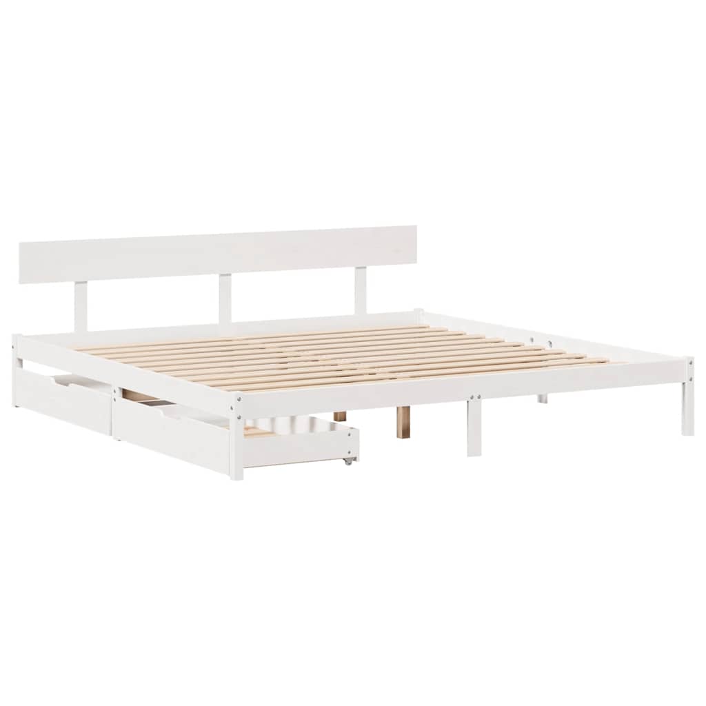 Cadre de lit sans matelas blanc 180x200 cm bois massif de pin - XIOS