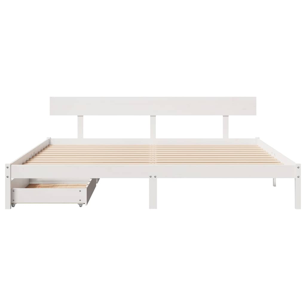 Cadre de lit sans matelas blanc 180x200 cm bois massif de pin - XIOS
