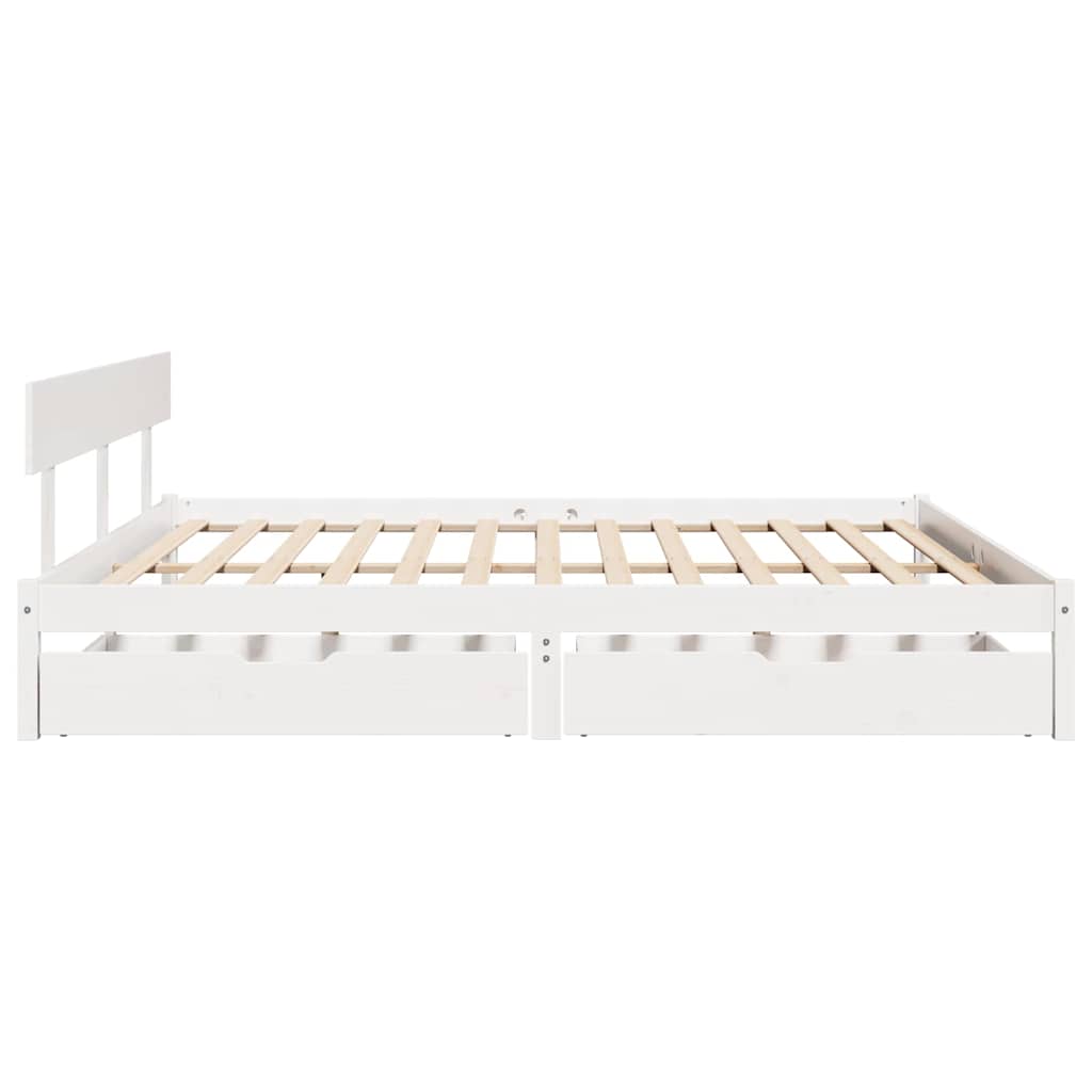 Cadre de lit sans matelas blanc 180x200 cm bois massif de pin - XIOS