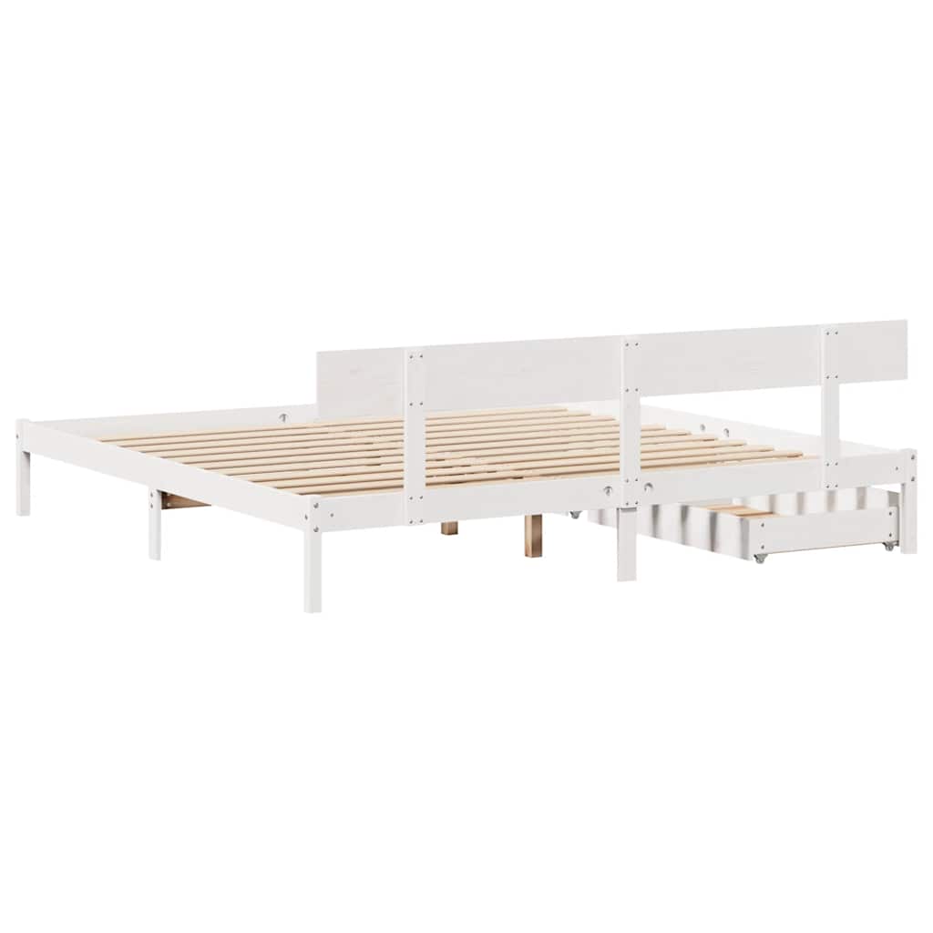Cadre de lit sans matelas blanc 180x200 cm bois massif de pin - XIOS