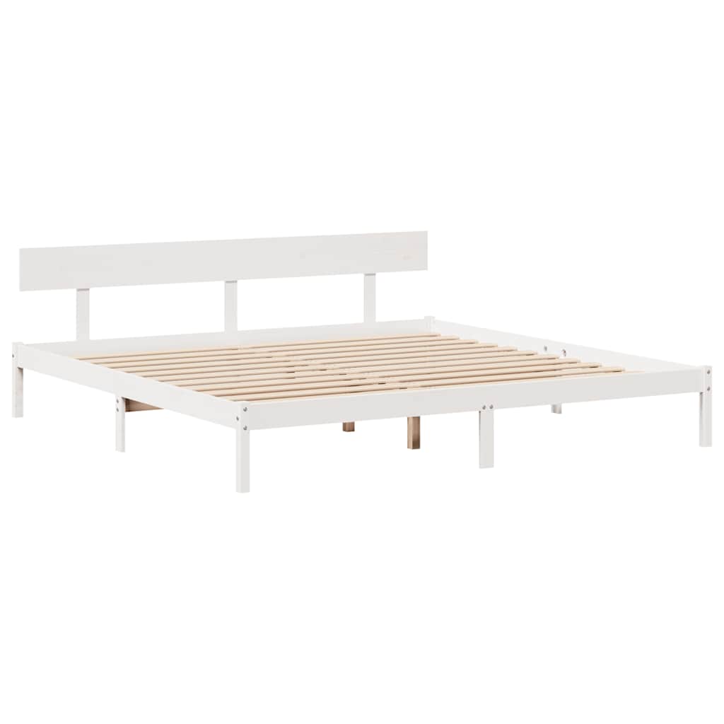 Cadre de lit sans matelas blanc 180x200 cm bois massif de pin - XIOS