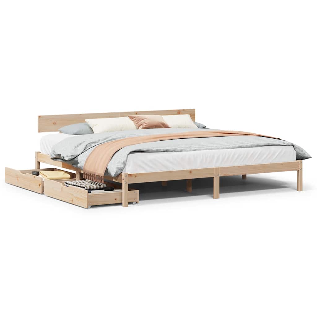 Cadre de lit sans matelas 200x200 cm bois massif de pin - XIOS