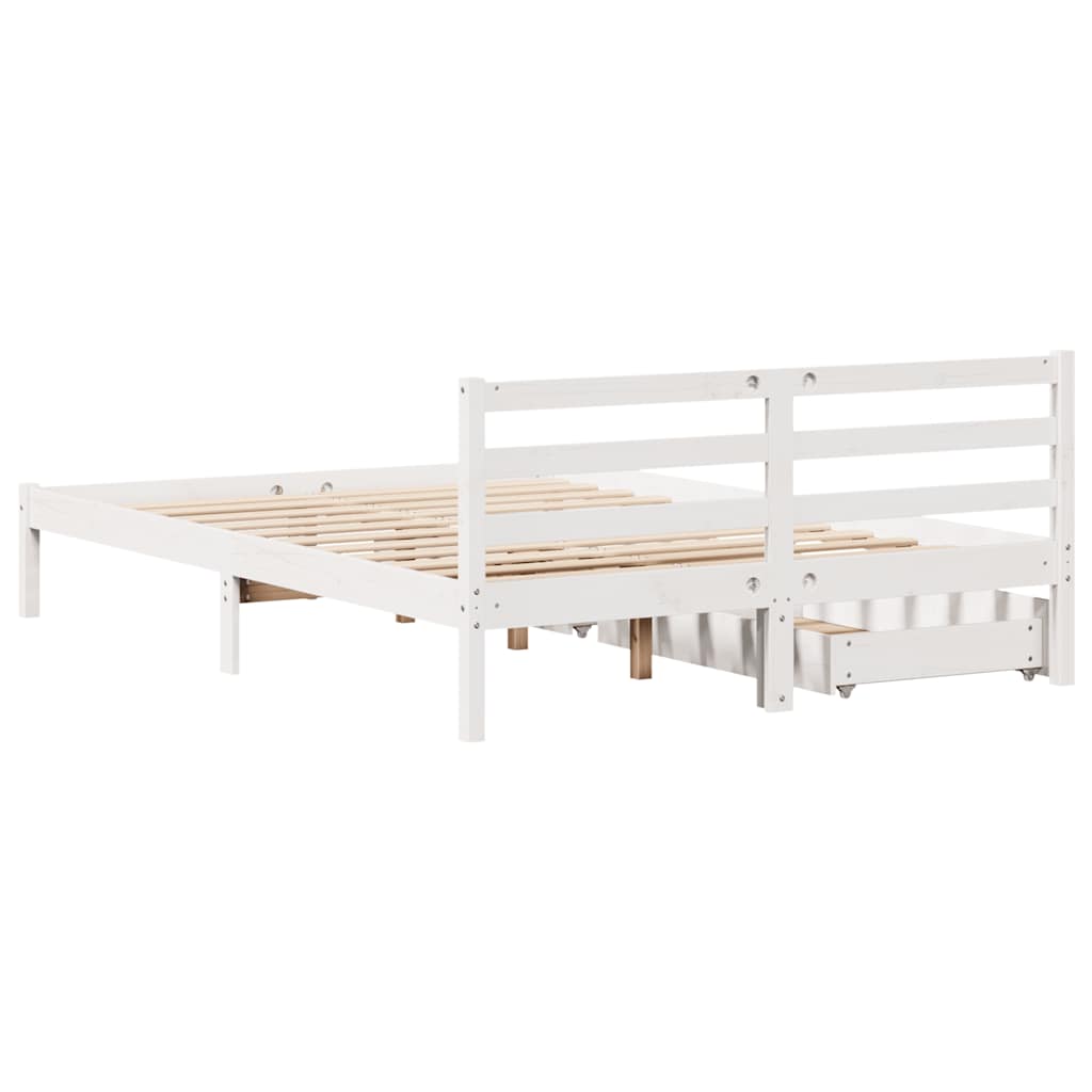 Cadre de lit sans matelas blanc 120x190 cm bois de pin massif - XIOS