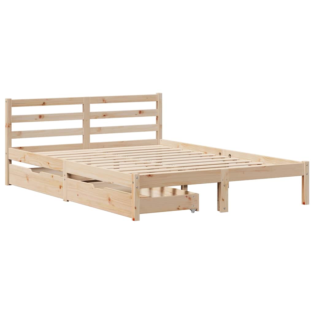 Cadre de lit sans matelas 135x190 cm bois de pin massif - XIOS