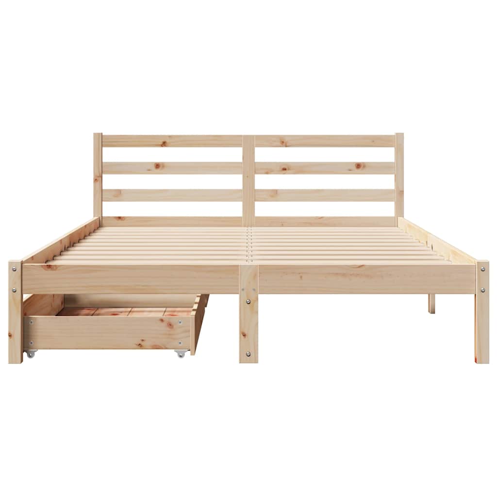 Cadre de lit sans matelas 135x190 cm bois de pin massif - XIOS
