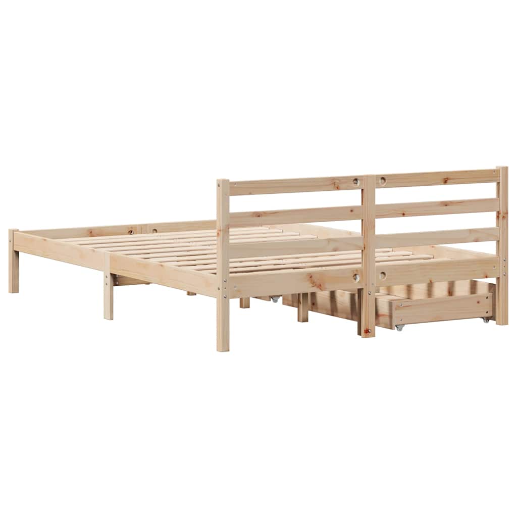 Cadre de lit sans matelas 140x190 cm bois de pin massif - XIOS