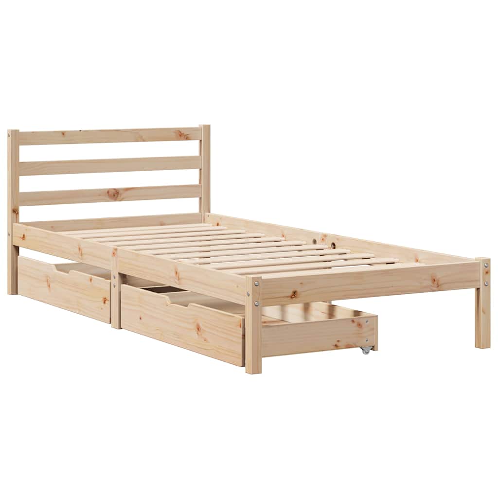 Cadre de lit sans matelas 90x200 cm bois de pin massif - XIOS