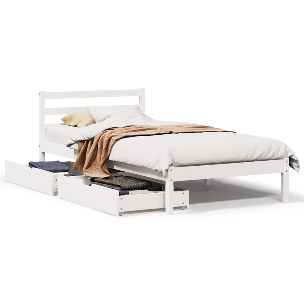 Cadre de lit sans matelas blanc 100x200 cm bois de pin massif - XIOS