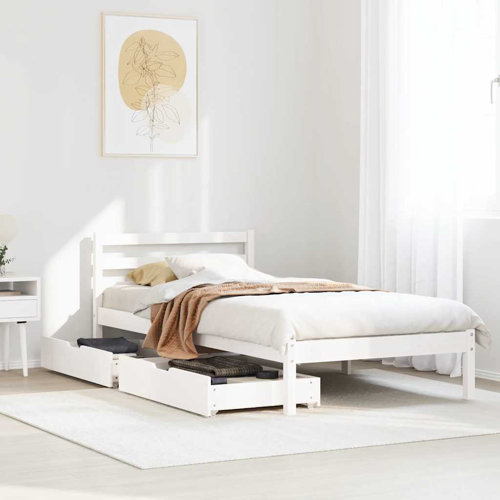 Cadre de lit sans matelas blanc 100x200 cm bois de pin massif - XIOS