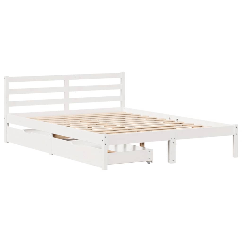 Cadre de lit sans matelas blanc 120x200 cm bois de pin massif - XIOS