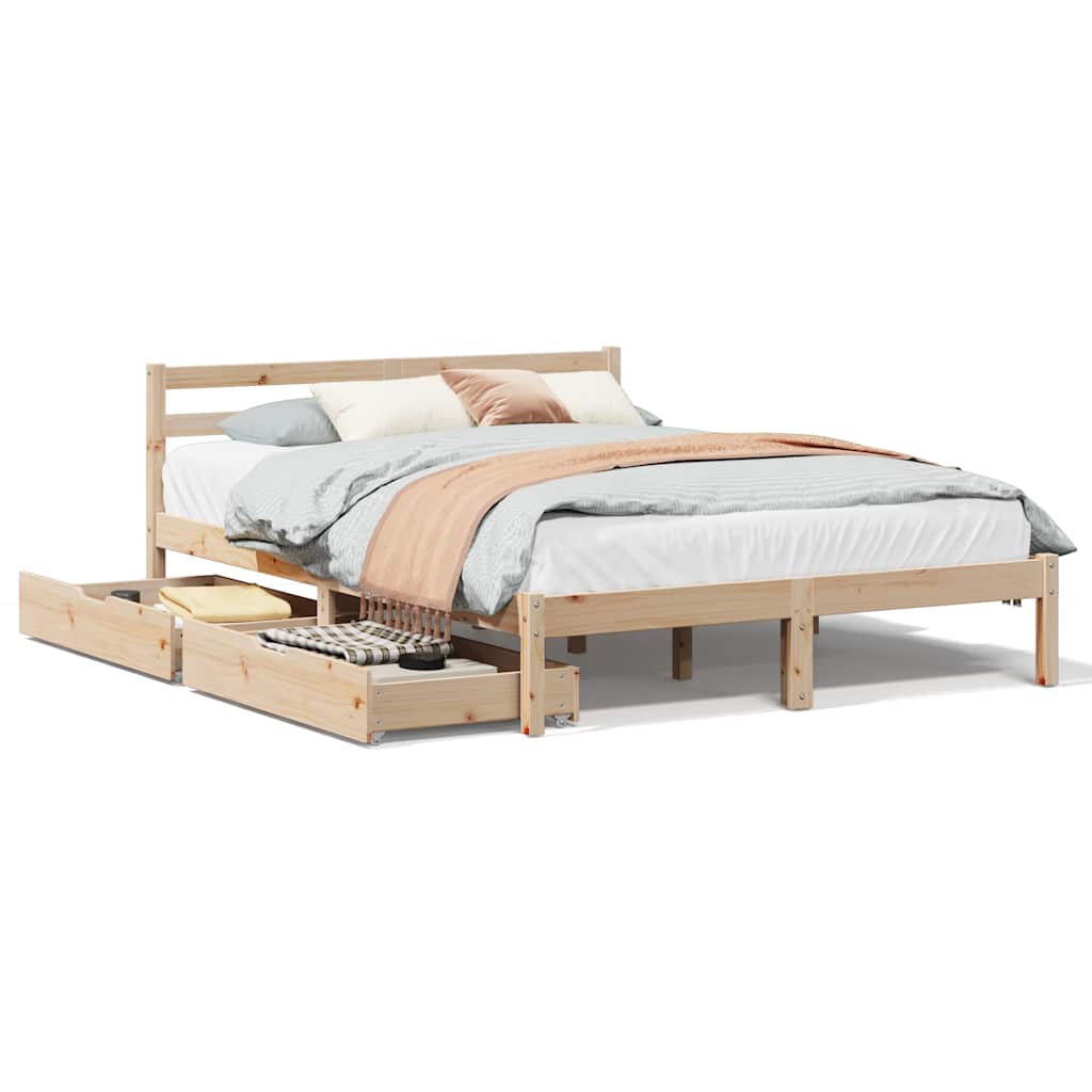 Cadre de lit sans matelas 150x200 cm bois de pin massif - XIOS
