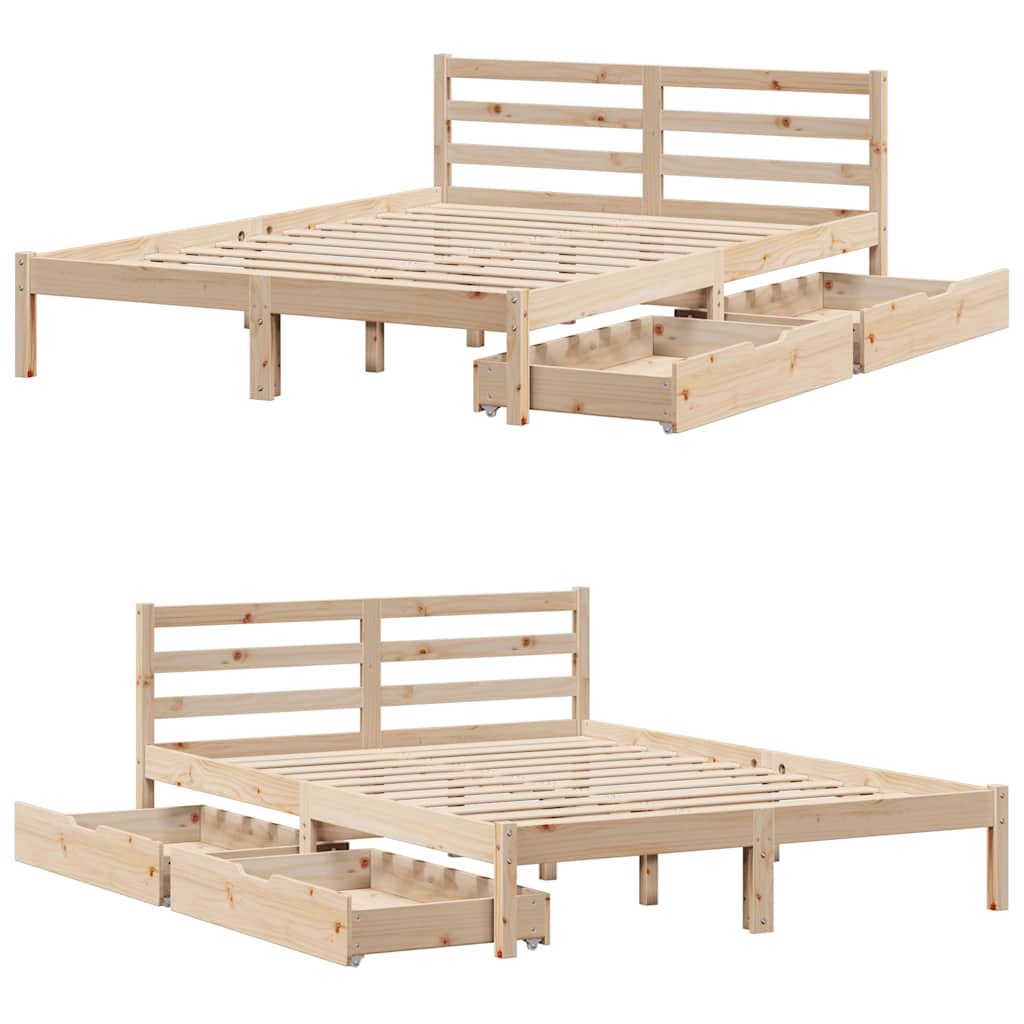 Cadre de lit sans matelas 150x200 cm bois de pin massif - XIOS