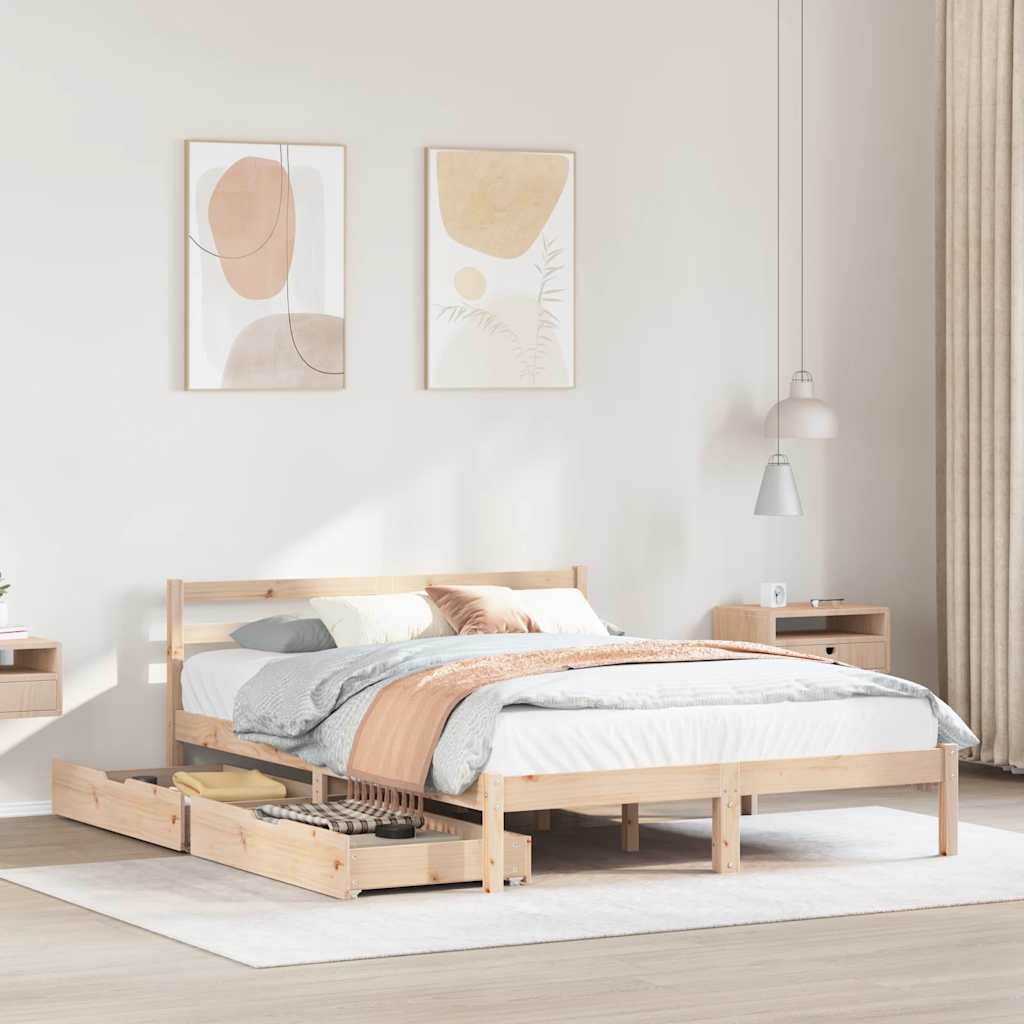 Cadre de lit sans matelas 160x200 cm bois massif de pin - XIOS