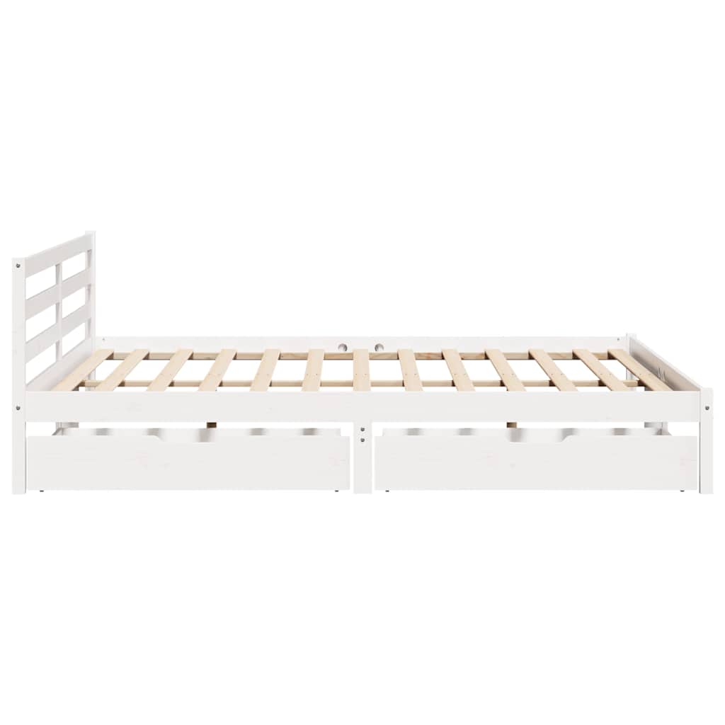 Cadre de lit sans matelas blanc 180x200 cm bois massif de pin - XIOS
