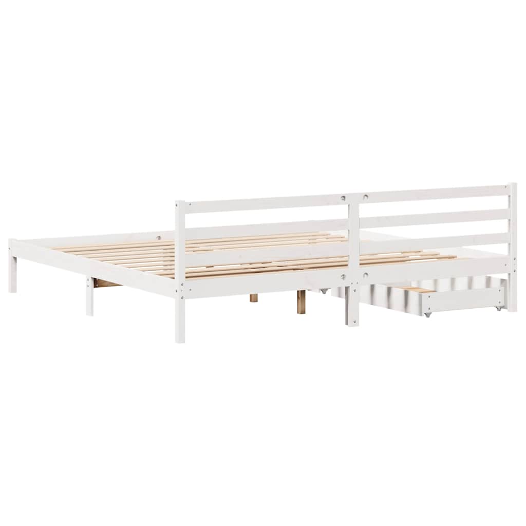 Cadre de lit sans matelas blanc 180x200 cm bois massif de pin - XIOS