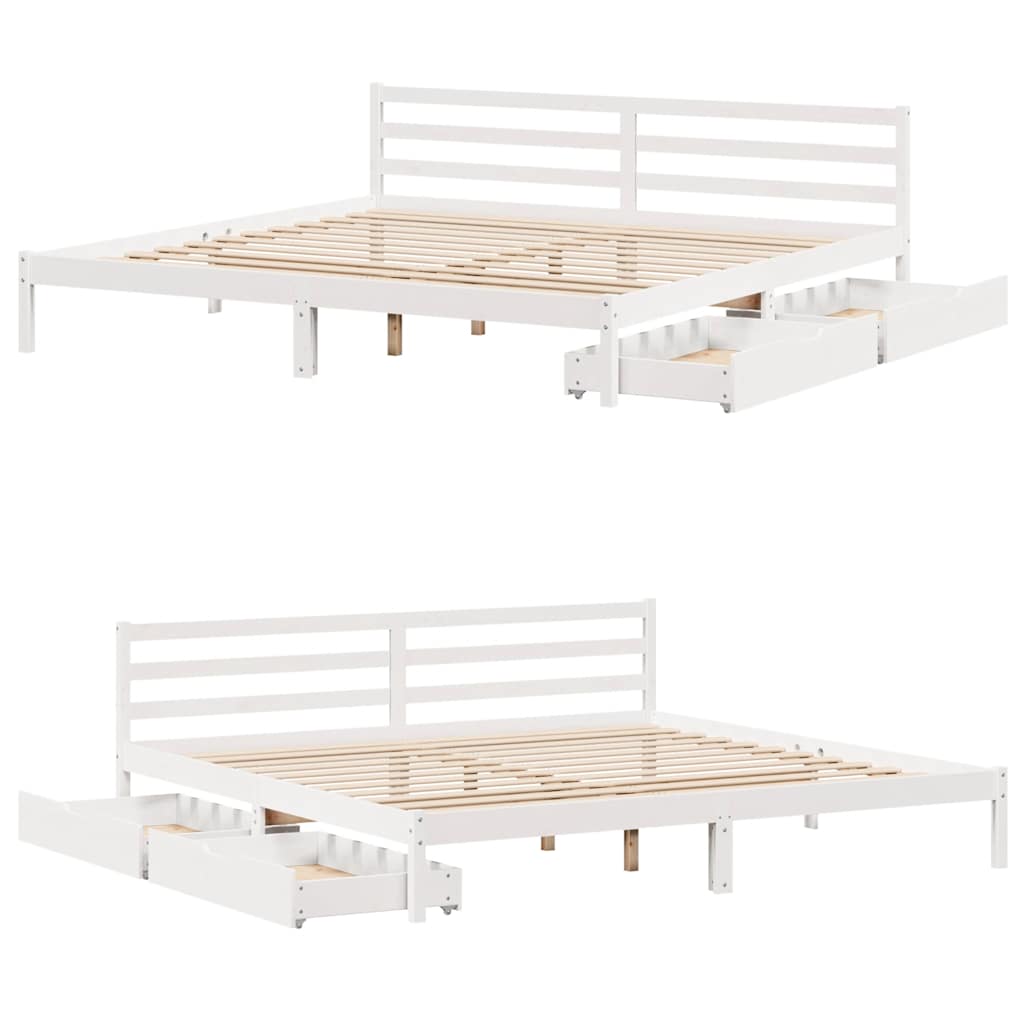 Cadre de lit sans matelas blanc 180x200 cm bois massif de pin - XIOS