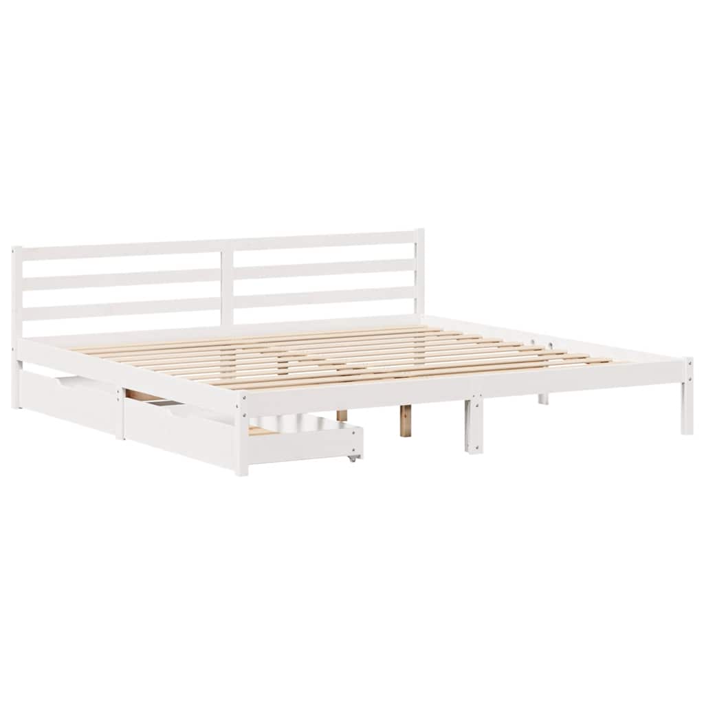 Cadre de lit sans matelas blanc 200x200 cm bois massif de pin - XIOS