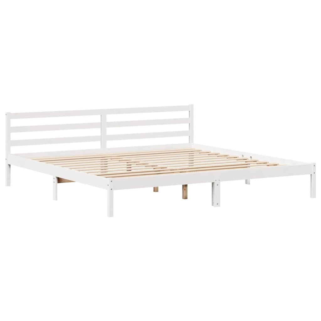 Cadre de lit sans matelas blanc 200x200 cm bois massif de pin - XIOS