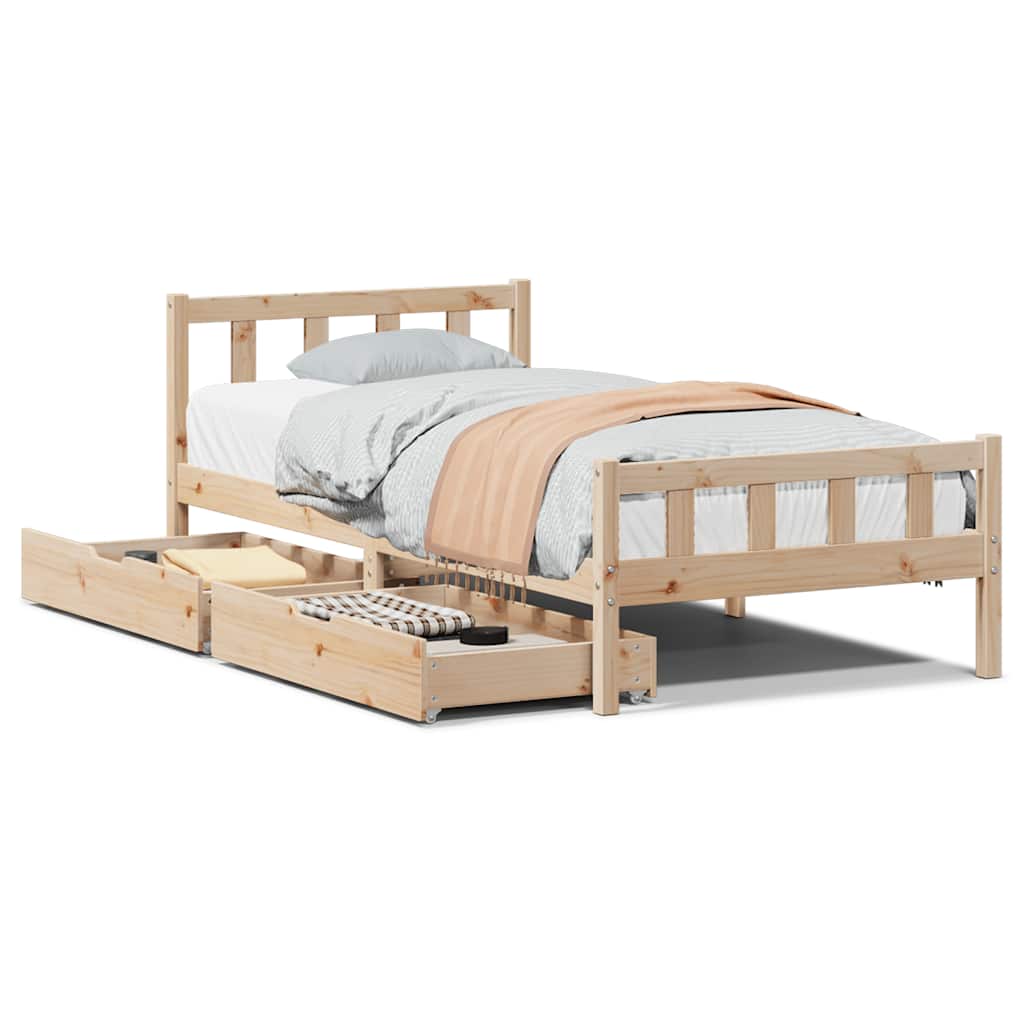 Cadre de lit sans matelas 90x190 cm bois de pin massif - XIOS