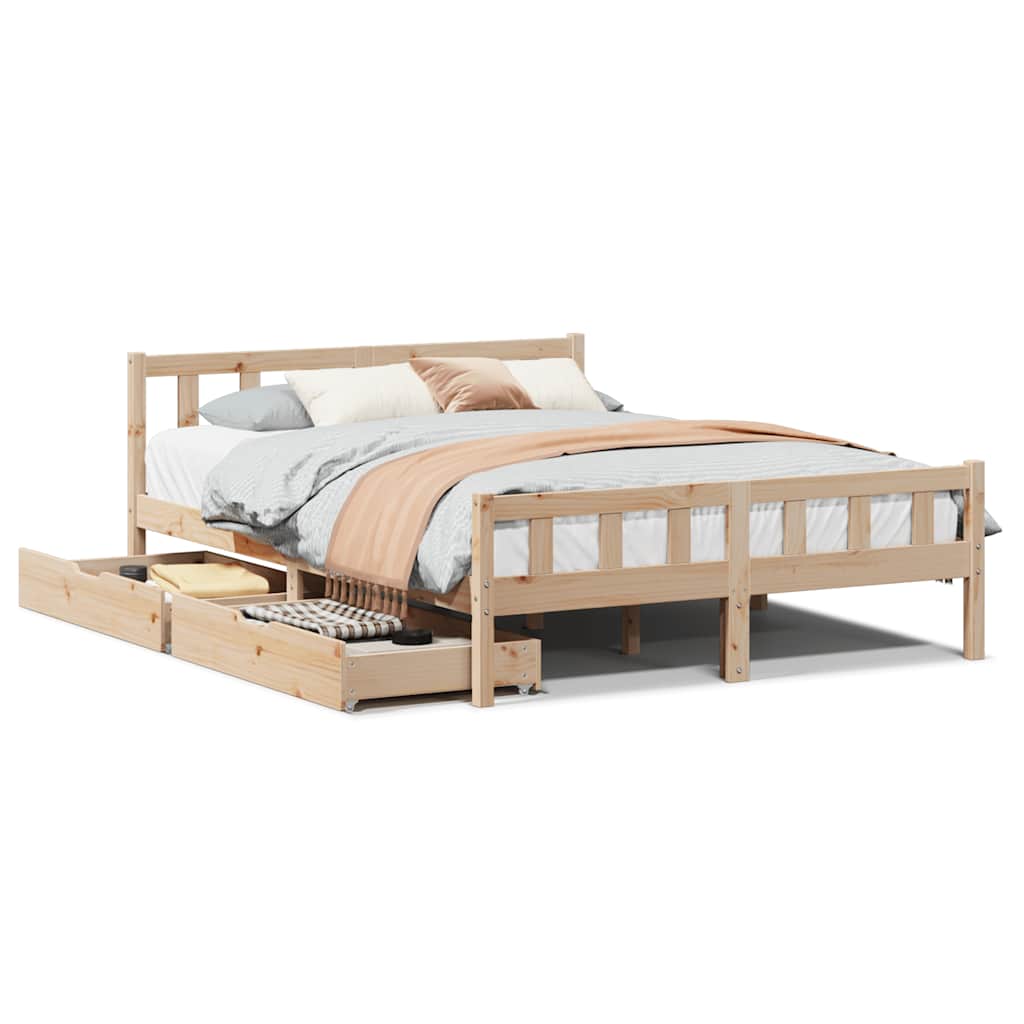 Cadre de lit sans matelas 120x190 cm bois de pin massif - XIOS