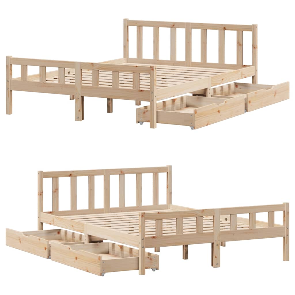 Cadre de lit sans matelas 120x190 cm bois de pin massif - XIOS