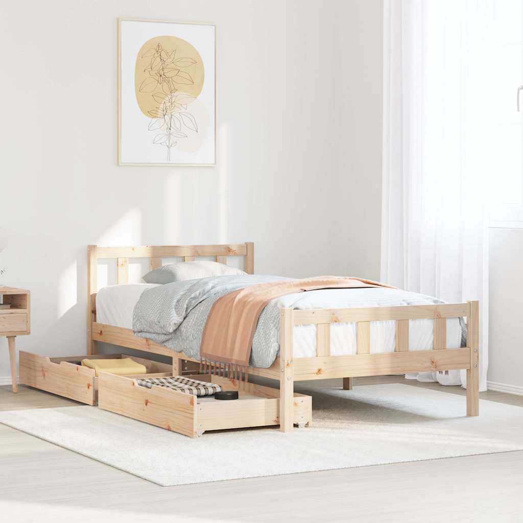 Cadre de lit sans matelas 100x200 cm bois massif de pin - XIOS