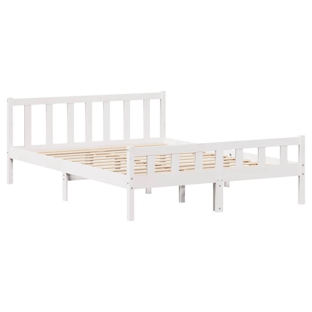 Cadre de lit sans matelas blanc 150x200 cm bois de pin massif - XIOS
