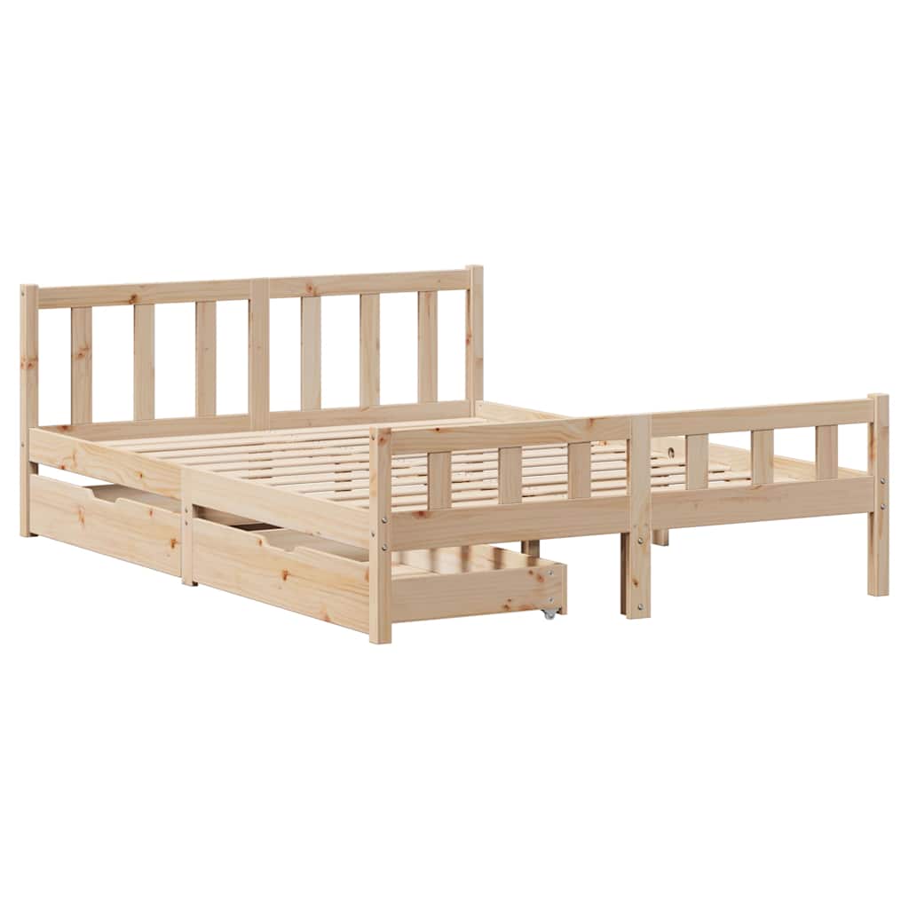Cadre de lit sans matelas 160x200 cm bois massif de pin - XIOS