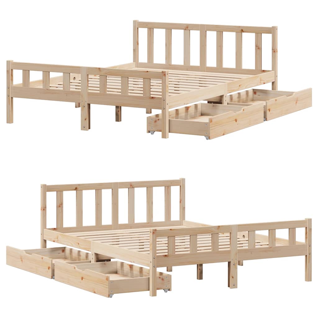 Cadre de lit sans matelas 160x200 cm bois massif de pin - XIOS