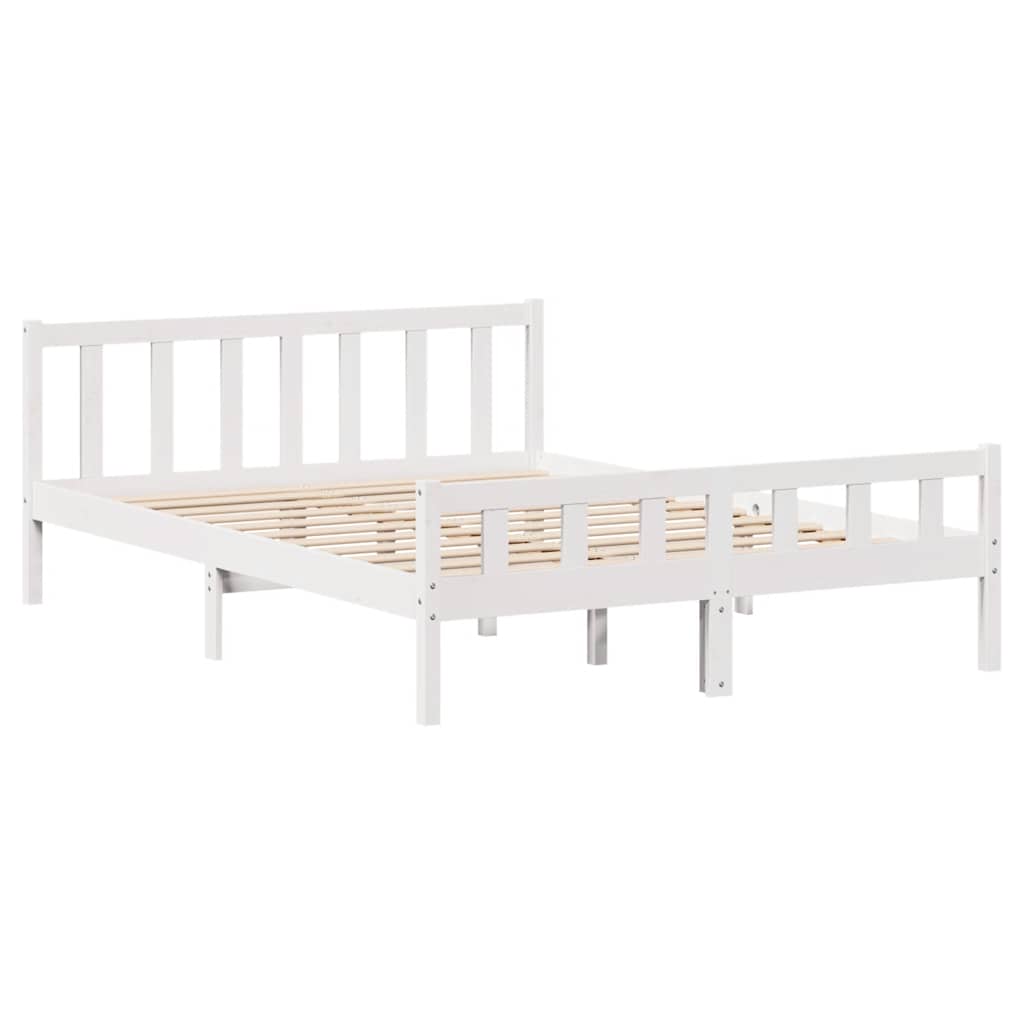Cadre de lit sans matelas blanc 160x200 cm bois de pin massif - XIOS