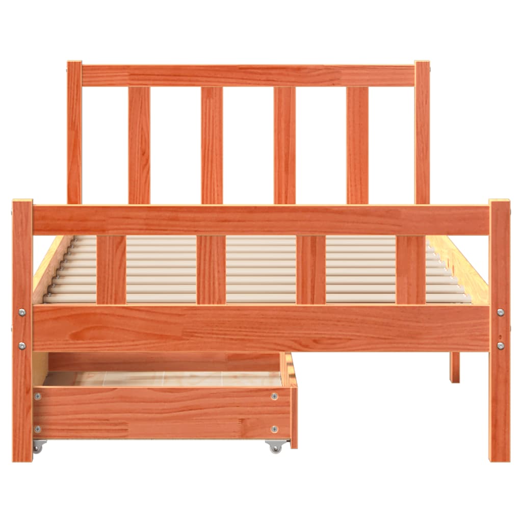 Cadre de lit sans matelas cire marron 75x190 cm bois pin massif - XIOS
