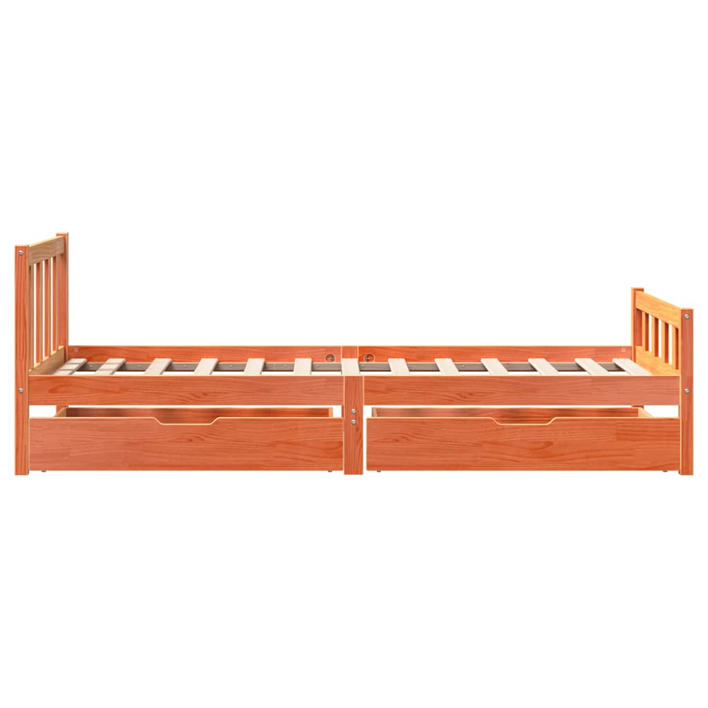 Cadre de lit sans matelas cire marron 75x190 cm bois pin massif - XIOS