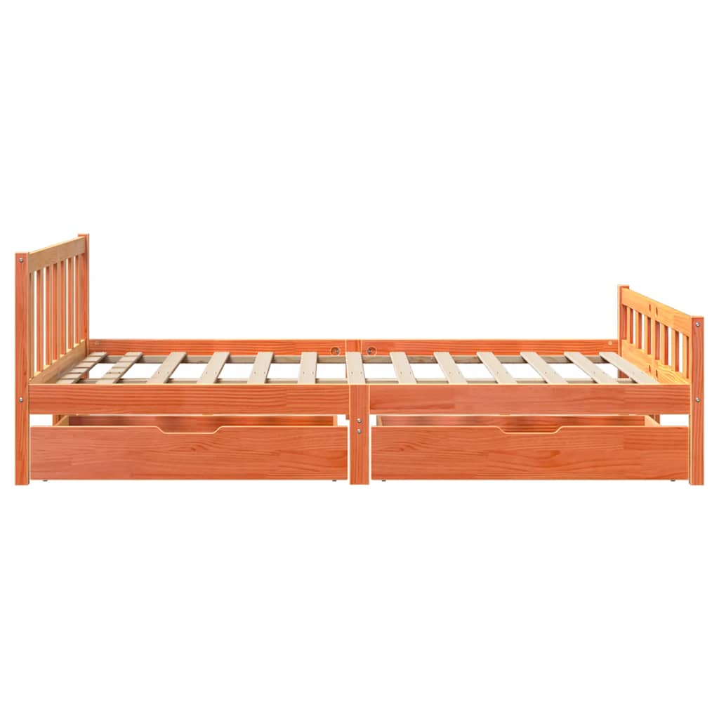 Cadre de lit sans matelas cire marron 150x200cm bois pin massif - XIOS
